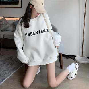 情侣潮牌 卫衣男女秋冬加绒毛圈字母圆领套头美式 FOG ESSENTIALS