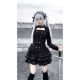 希与STUDIO暗黑风哥特制服套装 女黑色双排扣上衣蛋糕裙暗黑少女风