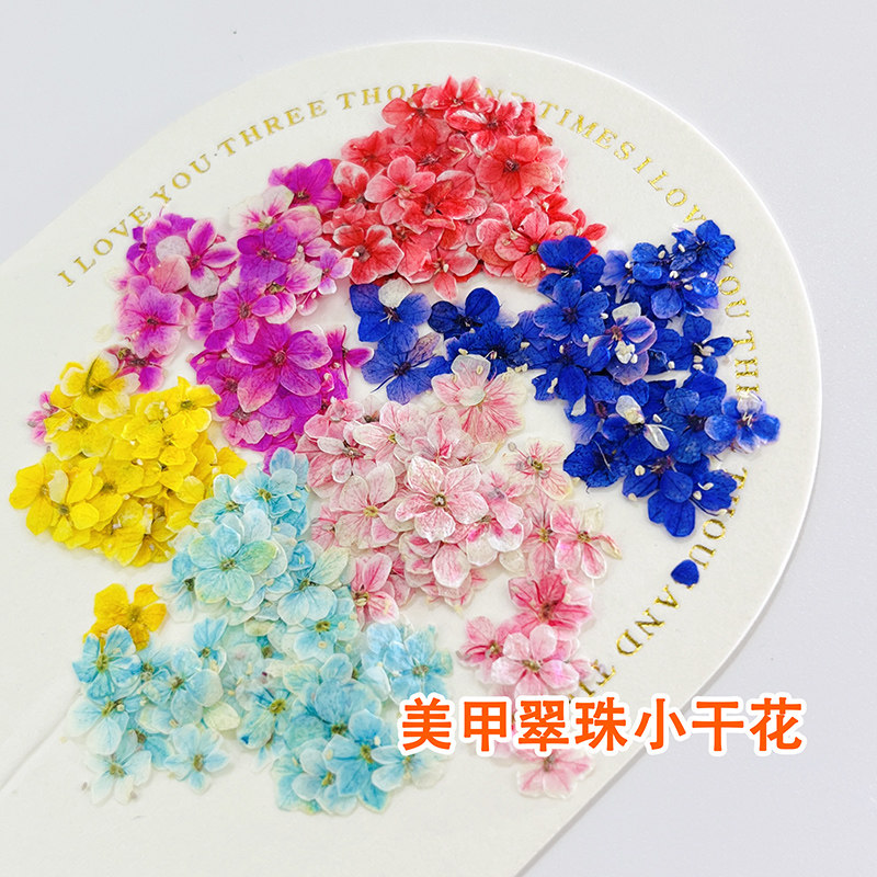 日式ins美甲干花莫奈花园小花油画配色小花碎花混合diy指甲饰品