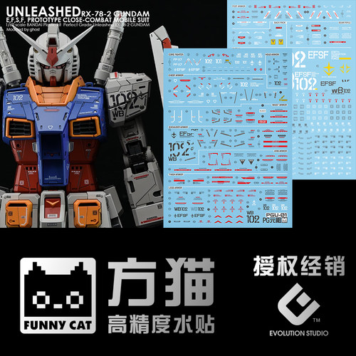 【方猫】PG 1/60 RX-78-2 水贴 RX78高达元祖 2.0 UNLEASHED 荧光