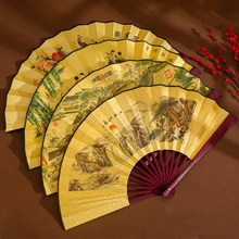 礼品广告扇中国古风10寸男士折扇景区绢布男扇扇子可雕刻logo