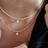 歌剧魅影 超美香槟水钻18K金串珠项链气质轻奢高级感莫桑钻颈链