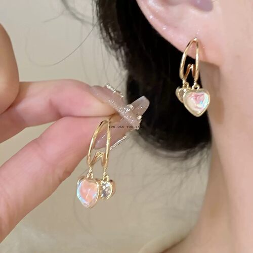 云岛有羊复古浪漫爱心耳环耳钉女
