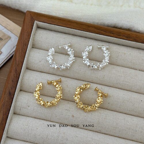 云岛有羊波光粼粼碎银子耳钉耳饰