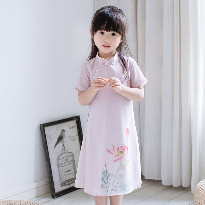 女童旗袍夏改良汉服母女装中国风儿童雪纺连衣裙清仓特价不退不换