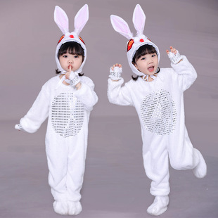 六一男女儿童小兔子演出服动物表演服舞台服装 幼儿小白兔子舞蹈裙