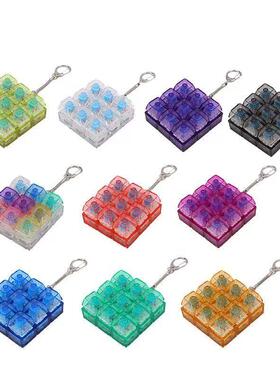 跨境同色9键减压按键机械键盘试轴器青轴发光手指捏捏玩具钥匙挂