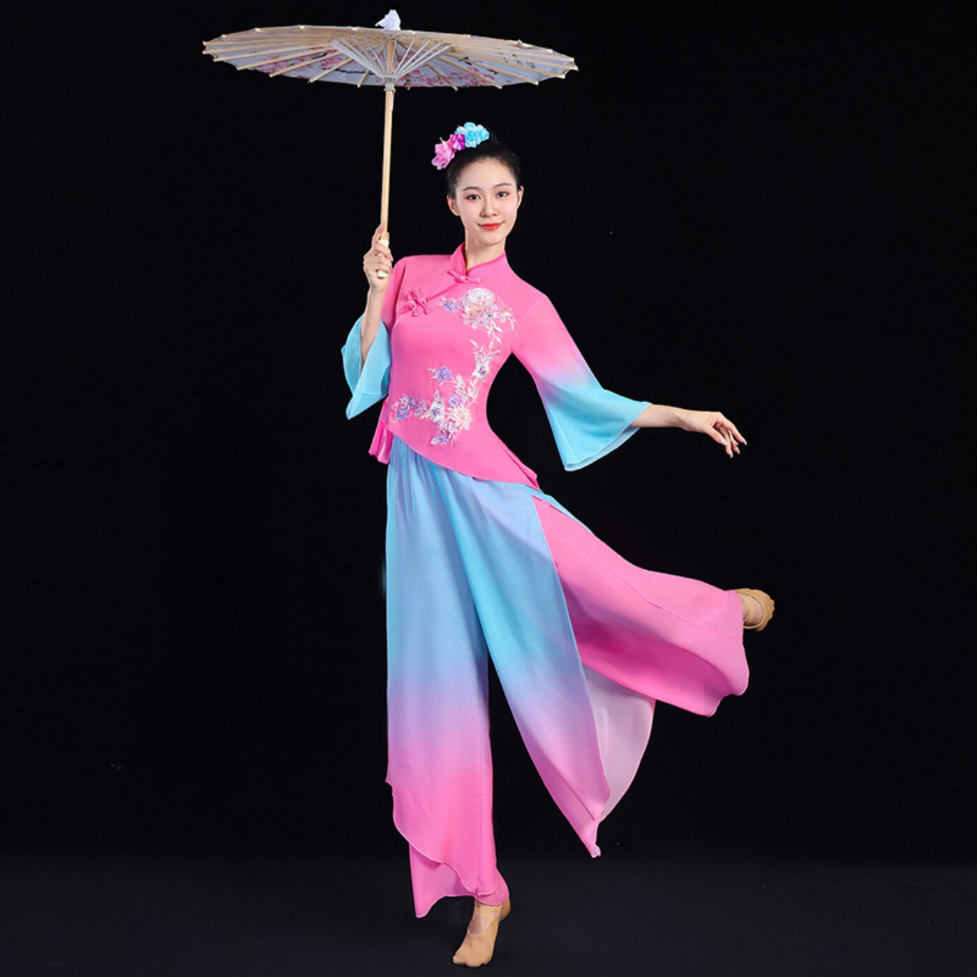 2026新款胶州秧歌服古典舞演出服中老年人喜庆打鼓服扇子广场舞女