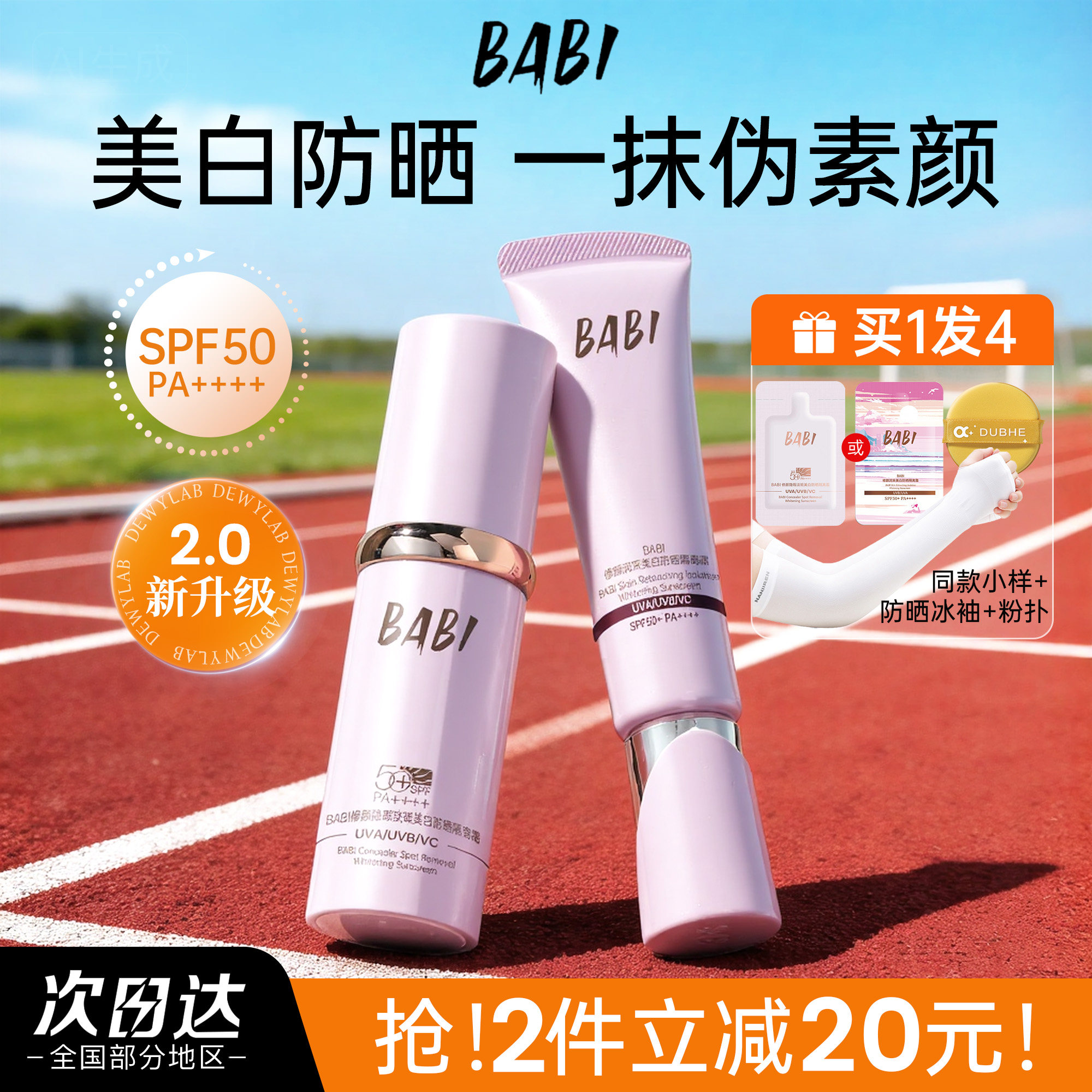 BABI素颜霜防晒隔离遮瑕三合一官方淡斑懒人裸妆提亮肤色仁俊同款