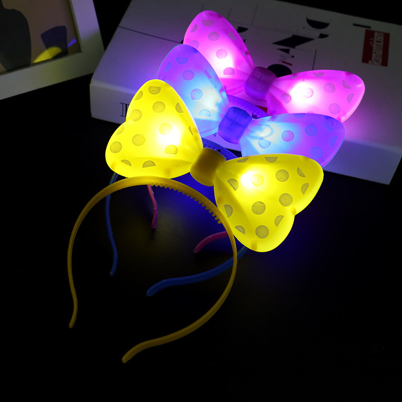 发光头箍演唱会气氛道具头饰带灯牛角蝴蝶结荧光发卡儿童演出饰品