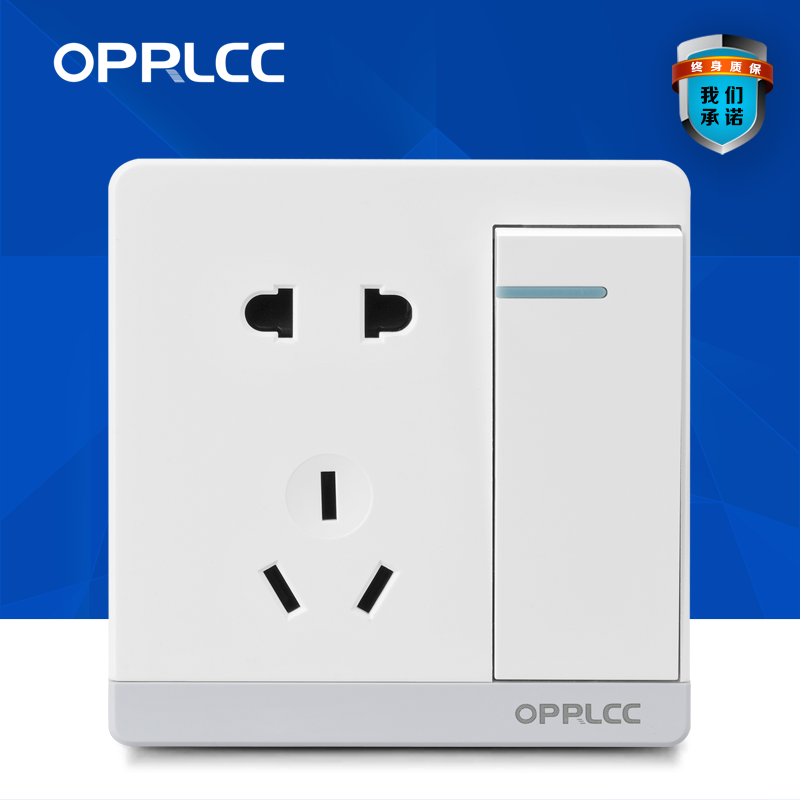 开关插座家用电源面一开五孔单控插座一开单控开关带五孔插座包邮
