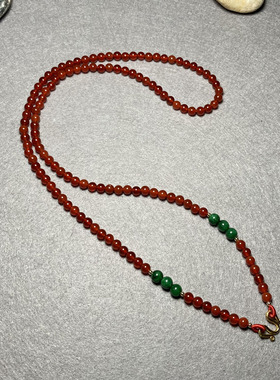 泰国佛牌链子天然红玛瑙唐卡挂链时尚毛衣链黄金翡翠坠挂绳本命年