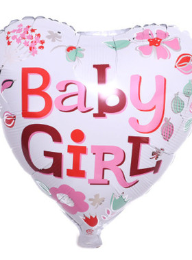 新款蝴蝶结粉色心形铝膜气球Hello Baby蓝色圆形儿童生日派对装饰