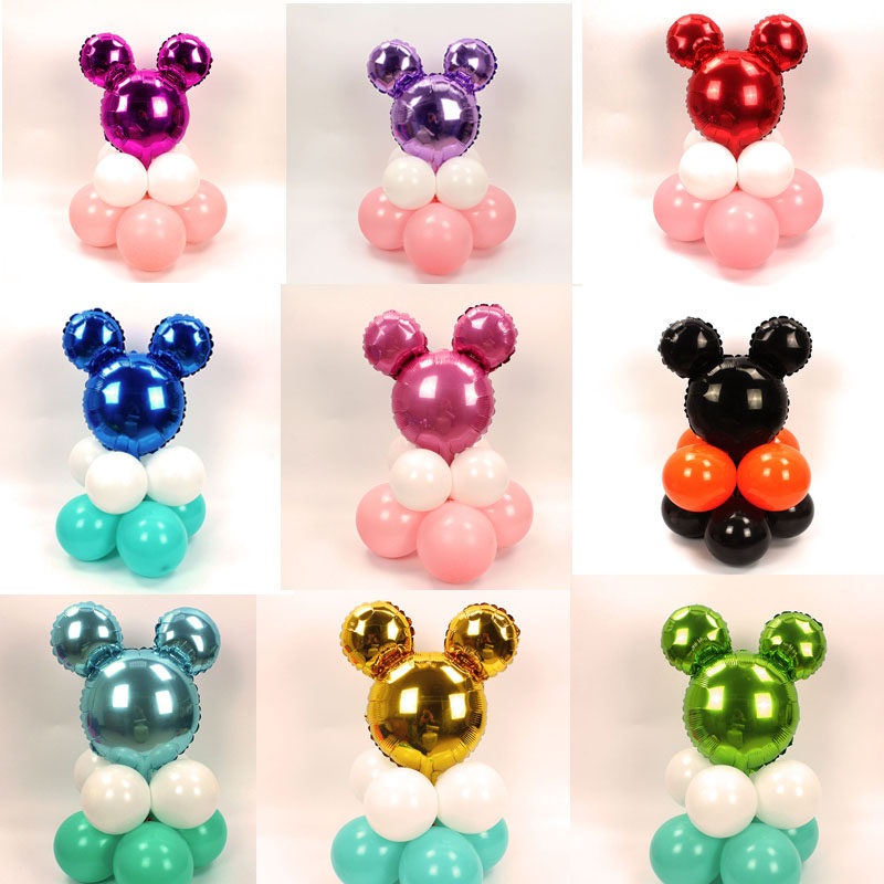 新款单色米奇头儿童生日派对装饰路引立柱乳胶气球婚庆活动布置品