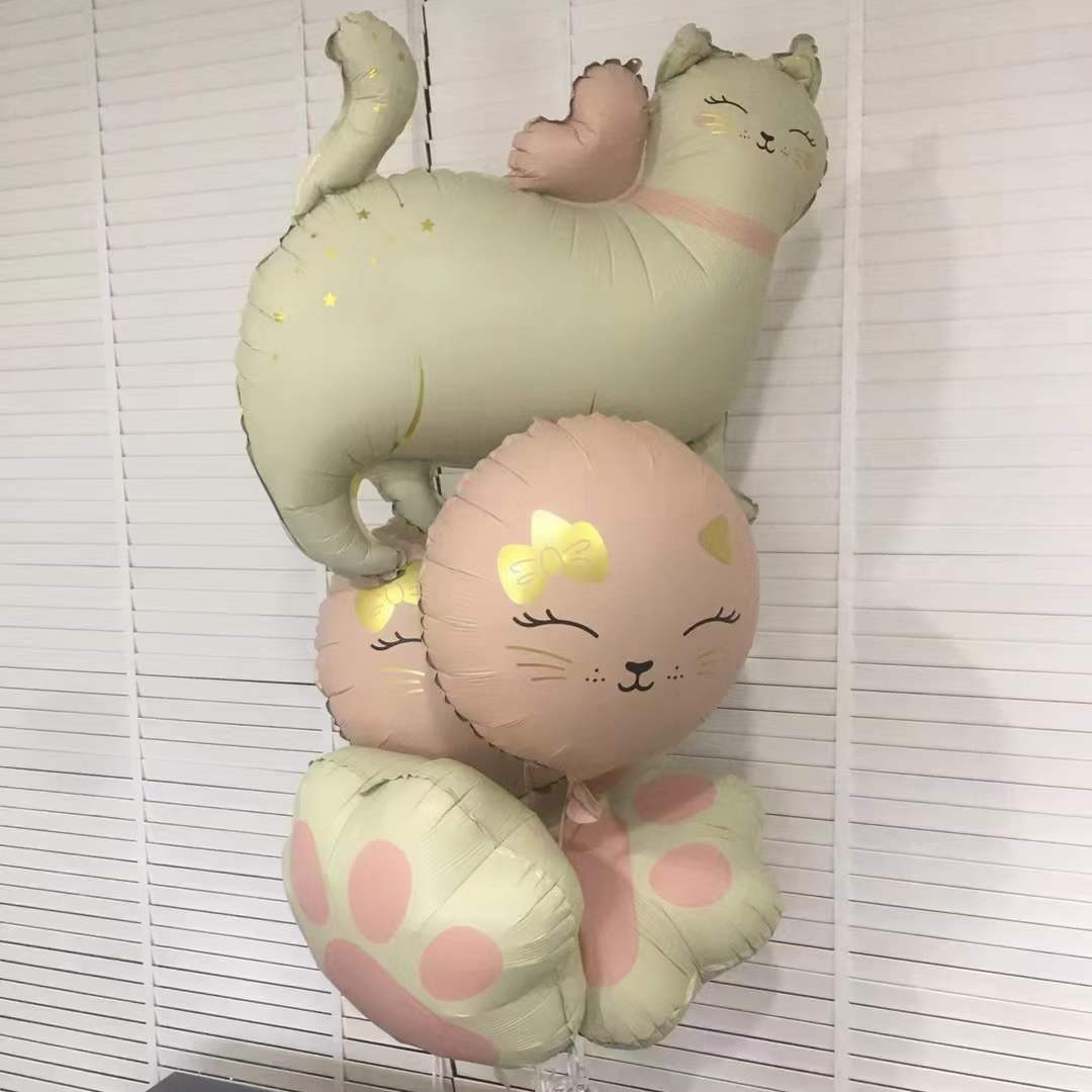 ins卡通主题宠物猫咪脚掌印独角兽气球儿童生日派对场景装饰布置