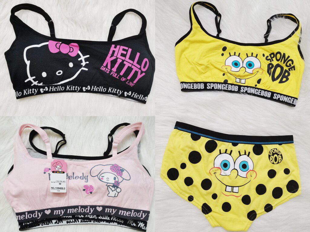 出口岛国纯棉少女背心发育文胸安全内衣带胸垫可爱运动文胸