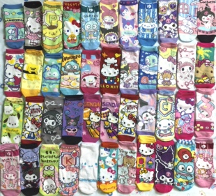 外贸日单卡通袜子美乐蒂库洛米可爱卡通短袜女袜船袜女生袜子