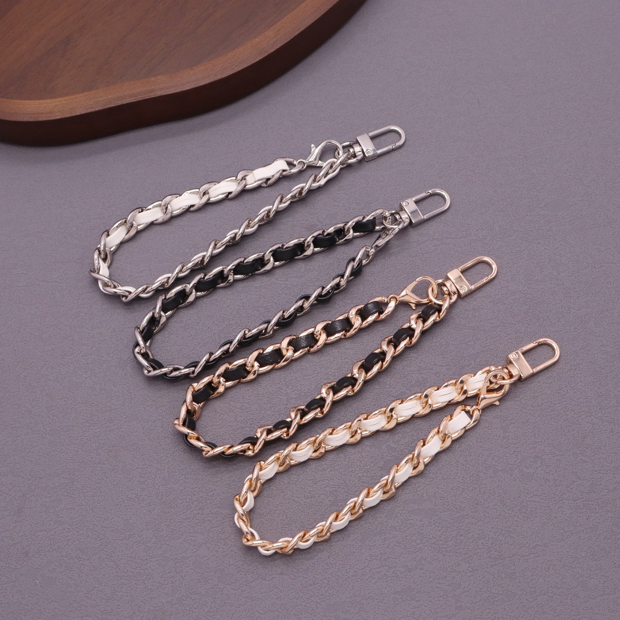 金属穿皮短款包包链子钥匙扣配件