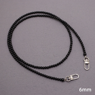 6mm黑色仿珍珠包包链条配件钢丝绳串珠斜挎包带扩音器手机斜背链