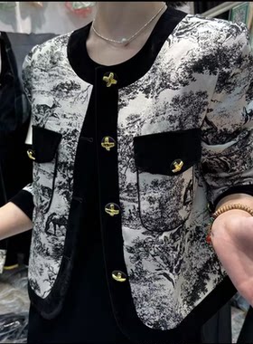 复古压花女士百搭新中式短款外套
