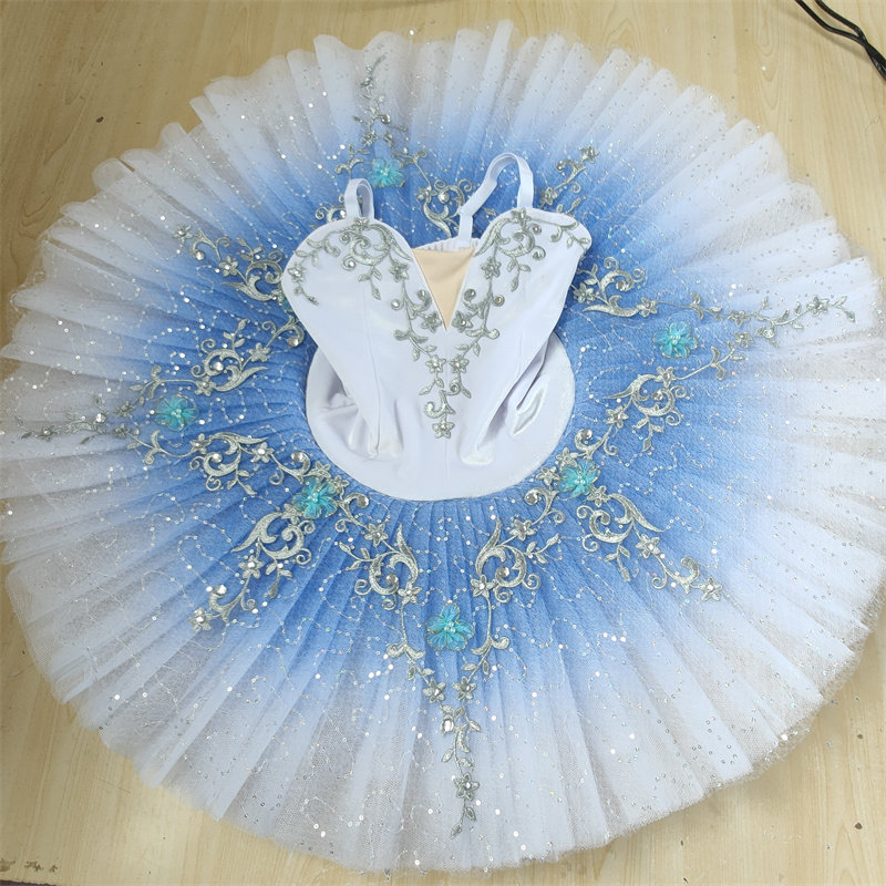 新款淡蓝 tutu裙芭蕾比赛演出服儿童专业蓝鸟芭蕾天鹅湖蓬蓬纱裙