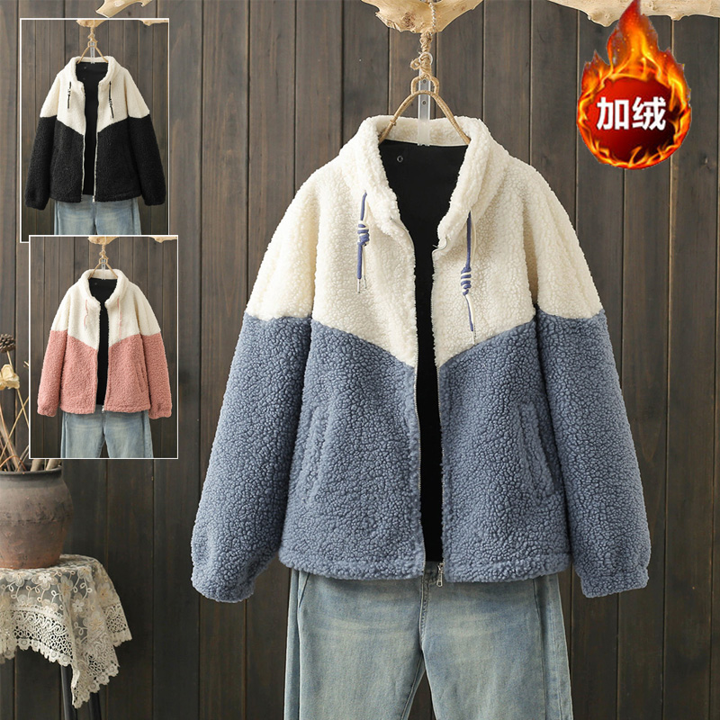秋冬200斤加绒加厚羊羔毛卫衣