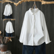 长袖 春夏大码 宽松胖mm200斤韩版 白色打底衬衫 上衣显瘦女潮 女装
