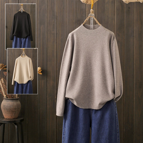 秋冬200斤宽松显瘦半高领毛衣