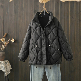 棉衣加厚面包服外套潮 230斤菱形立领保暖棉服胖MM时尚 冬季 特大码