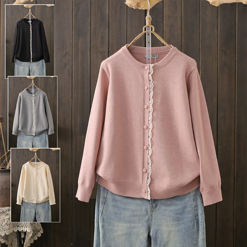 春秋大码200斤圆领减龄毛衣外套