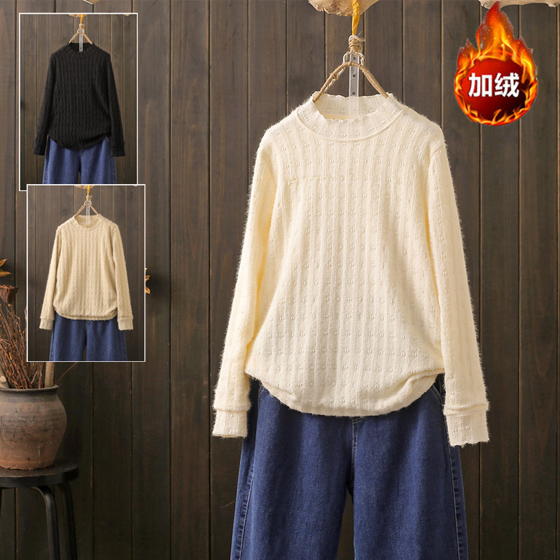 木耳领加绒保暖蕾丝衫