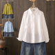 胖mm宽松甜美水洗纯棉衬衣 衬衫 春秋大码 200斤设计感清新收腰长袖