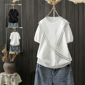 t恤显瘦减龄 180斤胖人mm洋气遮肚子上衣设计感胖妹妹短袖 夏季 大码