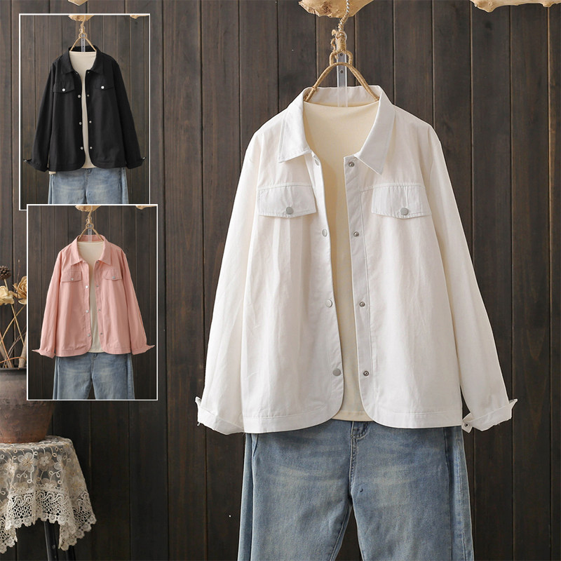 春秋大码200斤工装外套上衣微胖mm显瘦设计感正肩长袖Polo领衬衫,女装/女士精品,衬衫,淘宝优惠券,粉丝福利购,淘宝优惠卷