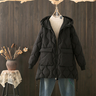 冬季特大码230斤黑色羽绒棉衣棉服外套设计感小众中长款A字版棉袄