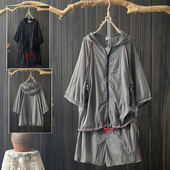 宽松胖妹妹时尚 女学生韩版 运动套装 休闲防晒外穿出游套装 大码 夏季