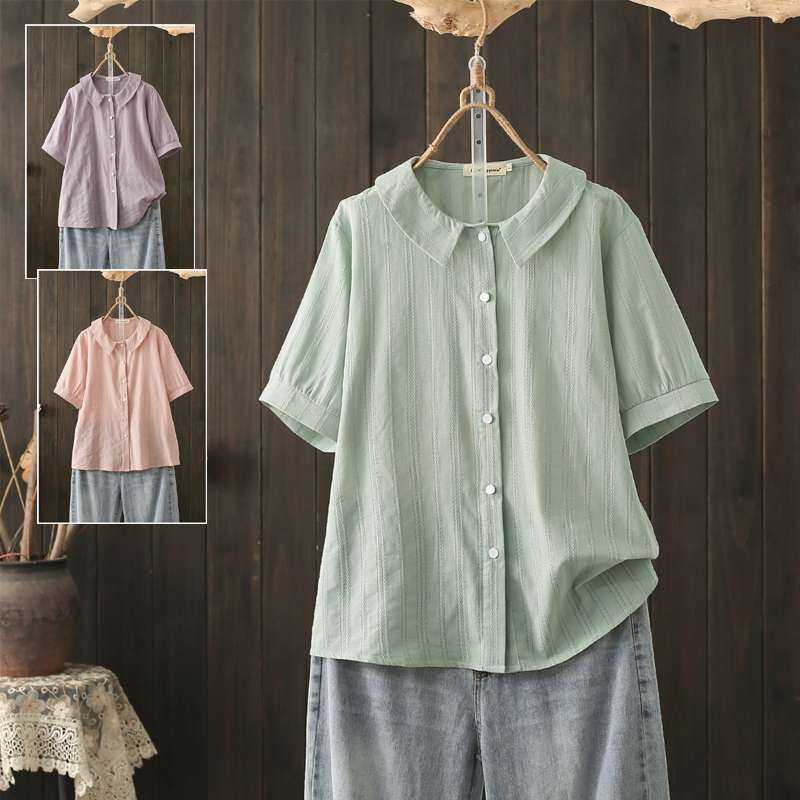 夏季大码200斤慵懒风小众衬衫