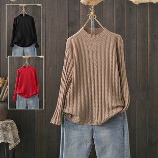 胖mm上衣遮肚子显瘦柔软毛衣 针织打底衫 春秋大码 200斤半高领薄款