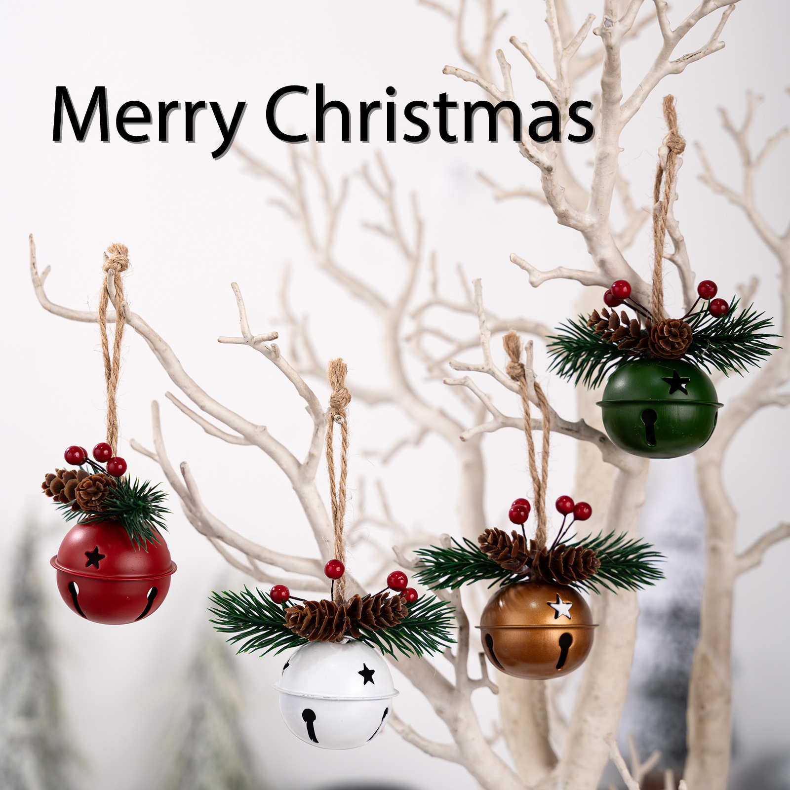 圣诞装饰品铃铛松果挂件