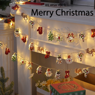 圣诞老人灯饰led小灯串彩灯圣诞灯铁艺圣诞节装 饰灯圣诞树灯串