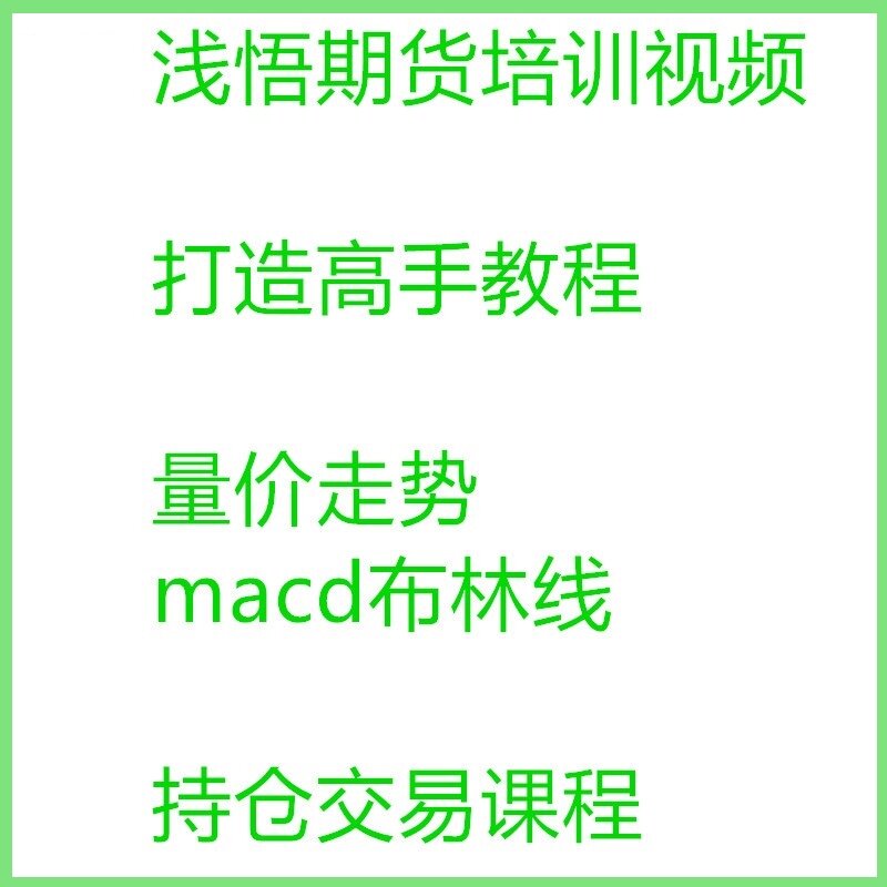 浅悟期货培训视频 打造高手教程 量价走势 布林线