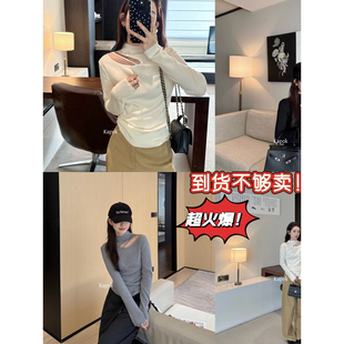 洋气十足修身 KAPOK 新款 2025冬季 显瘦镂空打底针织毛衣25877 正品