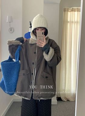 十三行【you think】冬季新款韩系复古加绒保暖百搭外套女1603