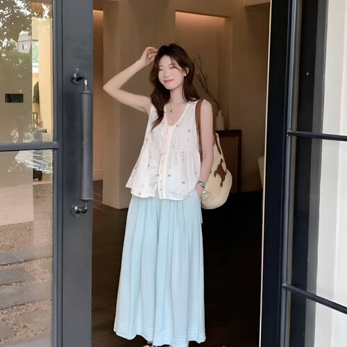 苏珊现货法式无袖背心碎花小吊带