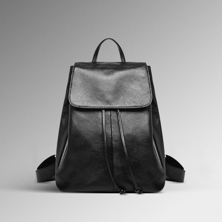 2026春夏新款时尚韩版潮双肩包纯色女包头层牛皮休闲百搭夹层背包