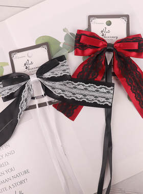 日本本土二次元发饰发带蕾丝蝴蝶结发饰女长飘带领结头饰动漫发饰