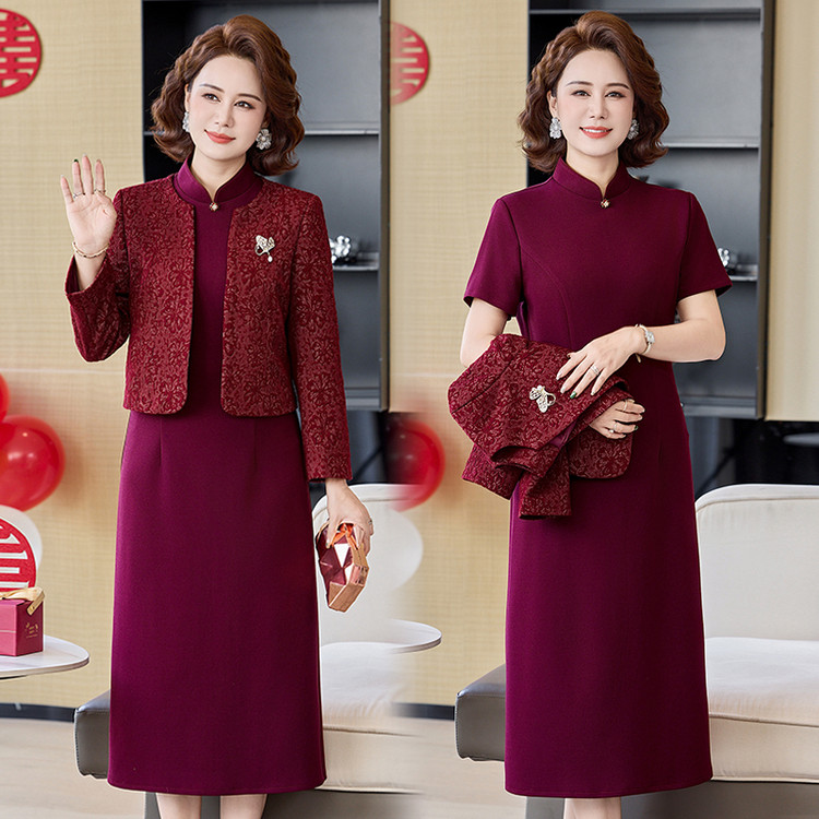红色本命年婚宴礼服两件套遮肚