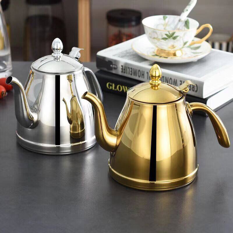 加厚欧式不锈钢茶水壶酒店高档壶电磁炉通用厚底烧水壶茶餐厅2L