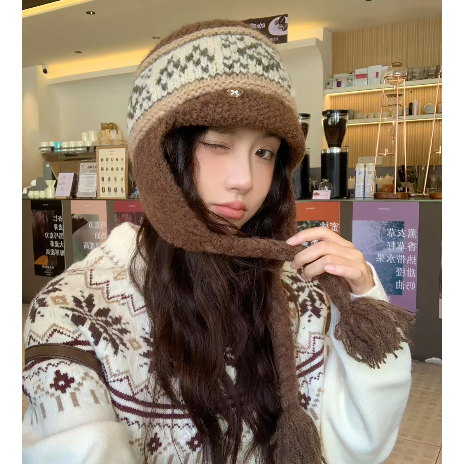 时尚费尔岛针织雷锋帽子