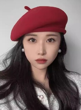贝雷帽子佩戴大头围纯色简约舒适